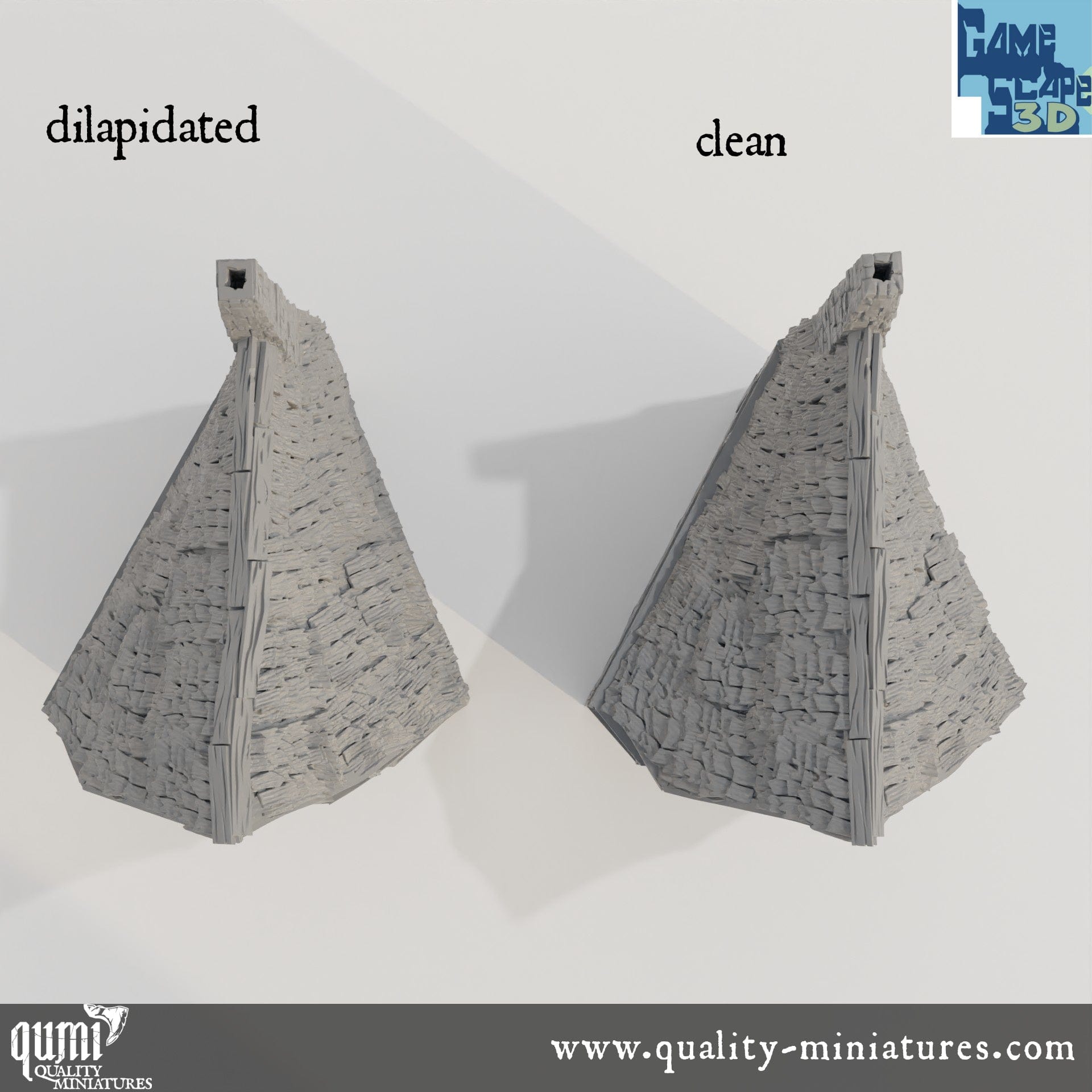 Row House - Lost City - Resin Print - Tabletop RPG Terrain - GameScape3D - Qumi Quality Miniatures - Qumi Wargaming Mini Model Figure