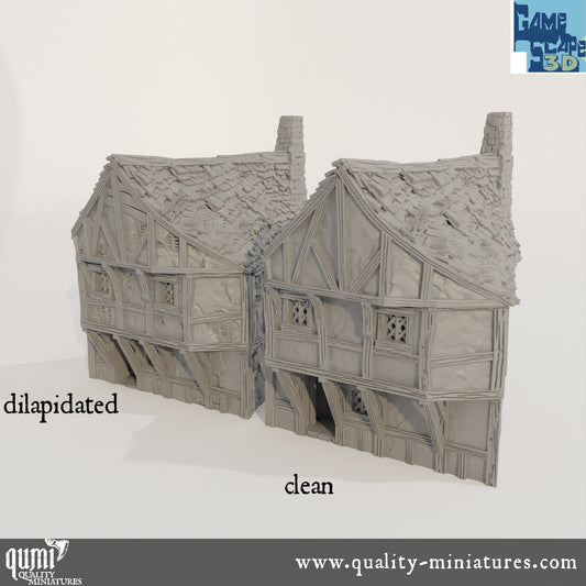 Row House - Lost City - Resin Print - Tabletop RPG Terrain - GameScape3D - Qumi Quality Miniatures - Qumi Wargaming Mini Model Figure