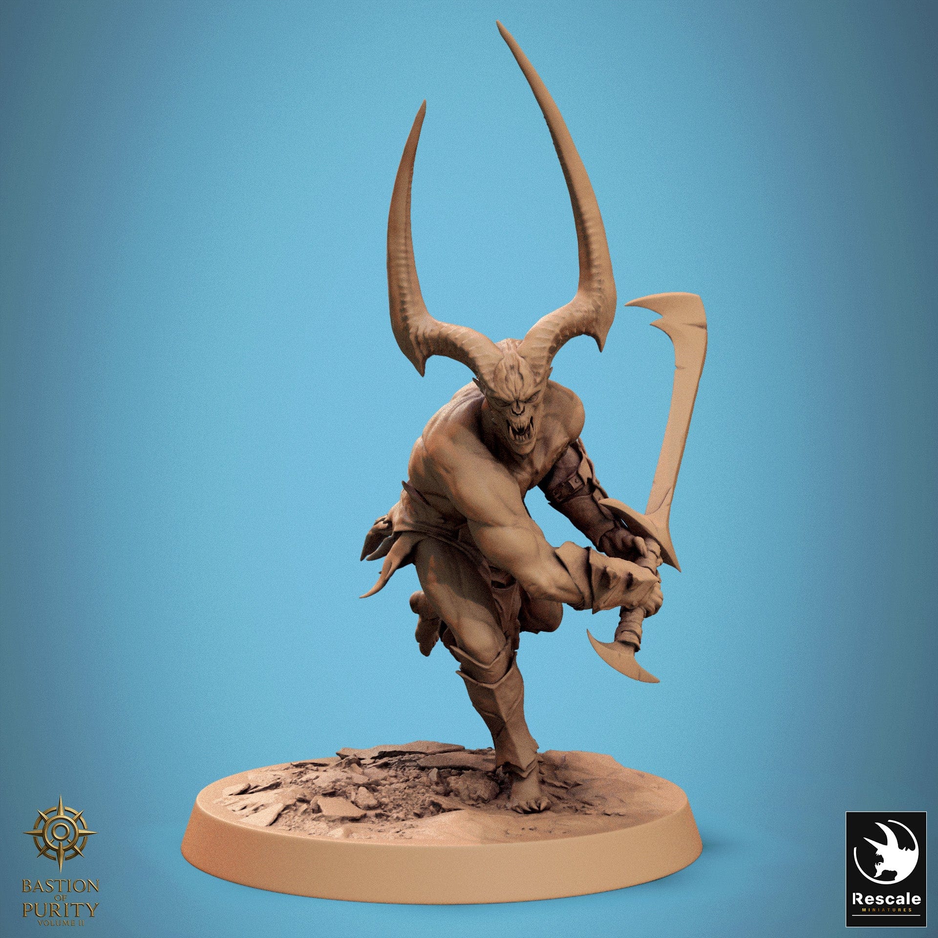 Humanoid Warrior Horned Blade 32mm Rescale Miniatures - Quality Miniatures - Qumi