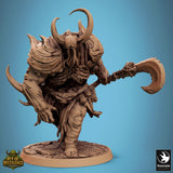 Vorderansicht der Pestilent Brute Miniatur, die eine große Axt hält.