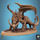 Close-up angle of the hell spawned brood monster showing textured scales and sharp horns