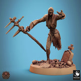 Undead Axe Fighter Tabletop Miniature - Zombies by Qumi, 3D printed resin tabletop miniature for RPGs, wargaming and painting