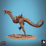 Velocisaurus Dinosaur Tabletop Miniature by Qumi, 3D printed resin tabletop miniature for RPGs, wargaming and painting