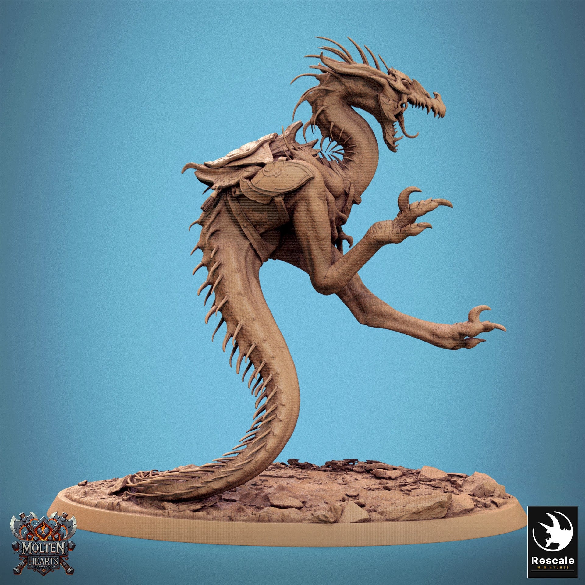 Tabletop RPG Miniature Velocisaurus - 32mm Qumi Rescale Miniatures saddle / Fight Quality Miniatures - Qumi Wargaming Mini Model Figure