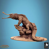 Creature Ancient Alligator Tabletop Miniatures by Qumi, 3D printed resin tabletop miniature for RPGs, wargaming and painting