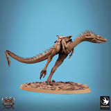 Velocisaurus Dinosaur Tabletop Miniature by Qumi, 3D printed resin tabletop miniature for RPGs, wargaming and painting