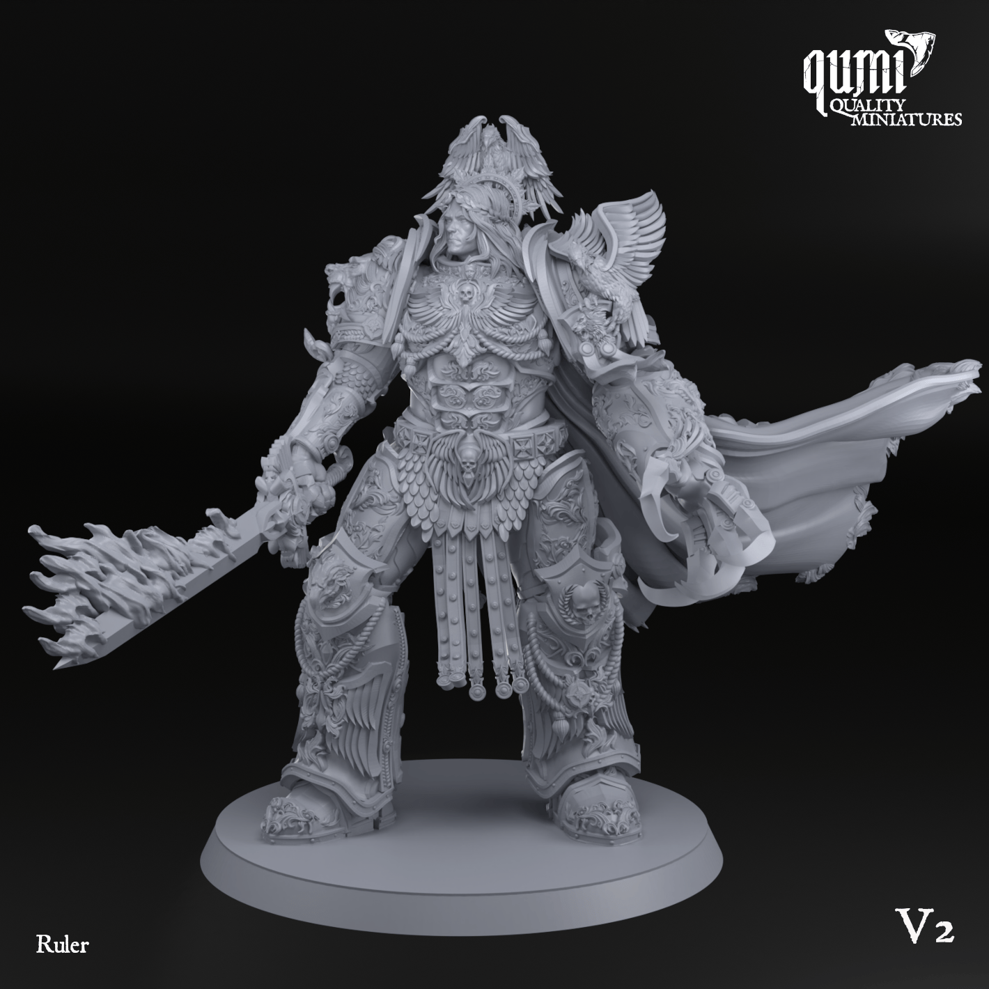 Detailed image of a sci-fi collectible miniature Space Warrior Lord Ruler by Quality Miniatures, perfect for tabletop gaming.