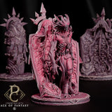 Primarch of the Radiant Seal miniature standing in front of an ornate sarcophagus on a dark background