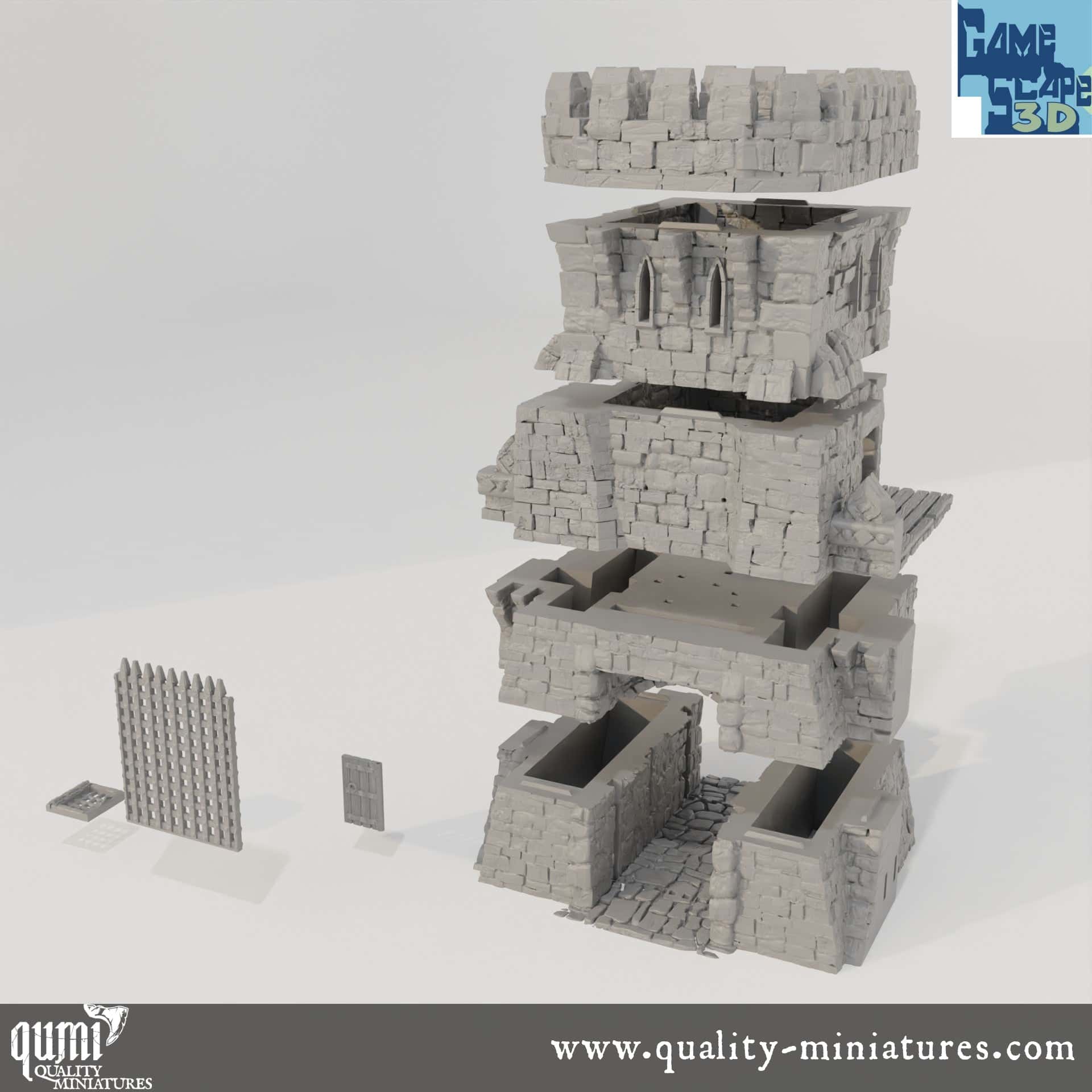 Small Gate - Lost City - Resin Print - Tabletop RPG Terrain - GameScape3D - Qumi Quality Miniatures - Qumi Wargaming Mini Model Figure