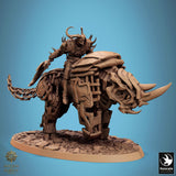 Side view of unmounted mechanical rhino beast.
