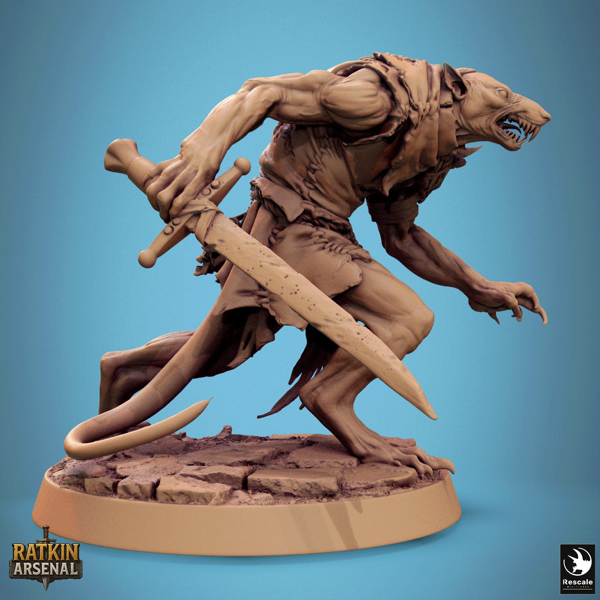 Fantasy Humanoid Rat Folk Soldiers 32mm Rescale Miniatures Sneak Sword Quality Miniatures - Qumi Wargaming Mini Model Figure