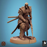 Undead Sword Fighter Tabletop Miniature - Oriental Skeletons by Qumi, 3D printed resin tabletop miniature for RPGs, wargaming and painting