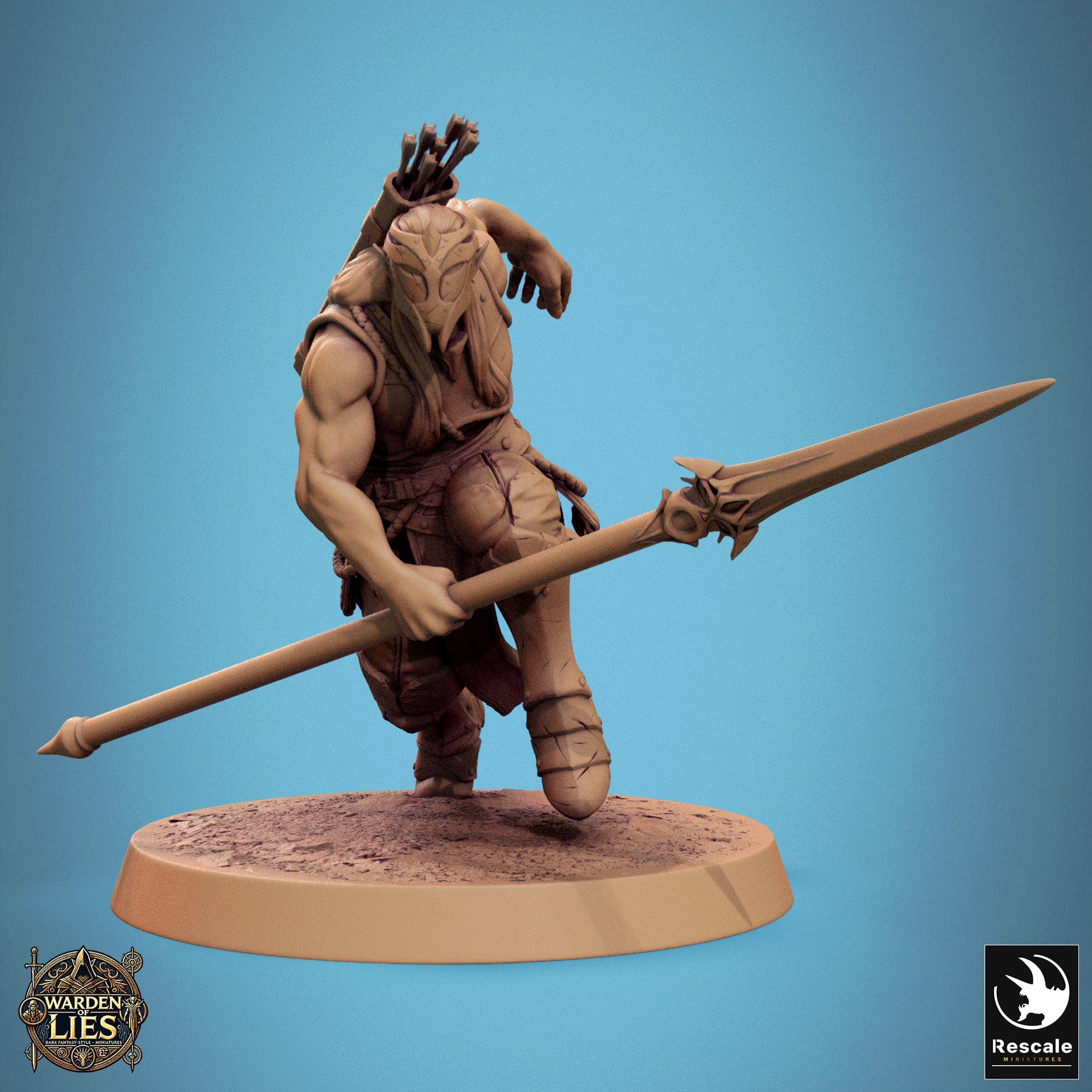 Tabletop RPG Miniature Moon Elf Sentinel 32mm Qumi Rescale Miniatures Spear Run Quality Miniatures - Qumi Wargaming Mini Model Figure