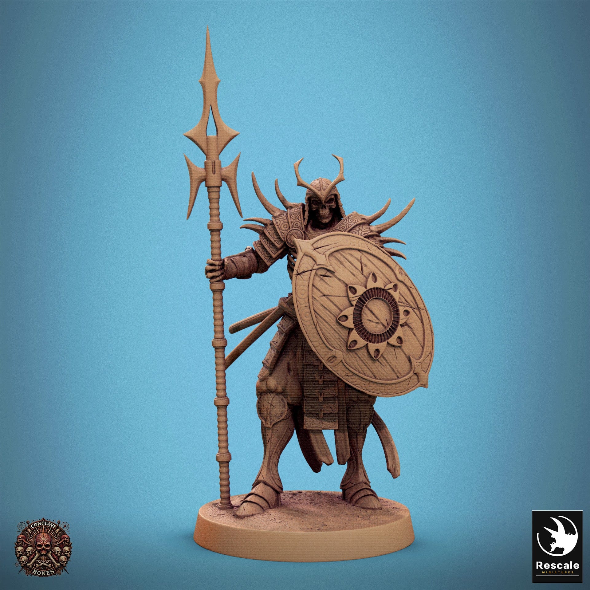 Tabletop RPG Miniature Oriental Skeletons - 32mm Qumi Rescale Miniatures Spear Shield Guard Quality Miniatures - Qumi Wargaming Mini Model Figure