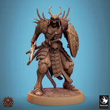Undead Sword Fighter Tabletop Miniature - Oriental Skeletons by Qumi, 3D printed resin tabletop miniature for RPGs, wargaming and painting