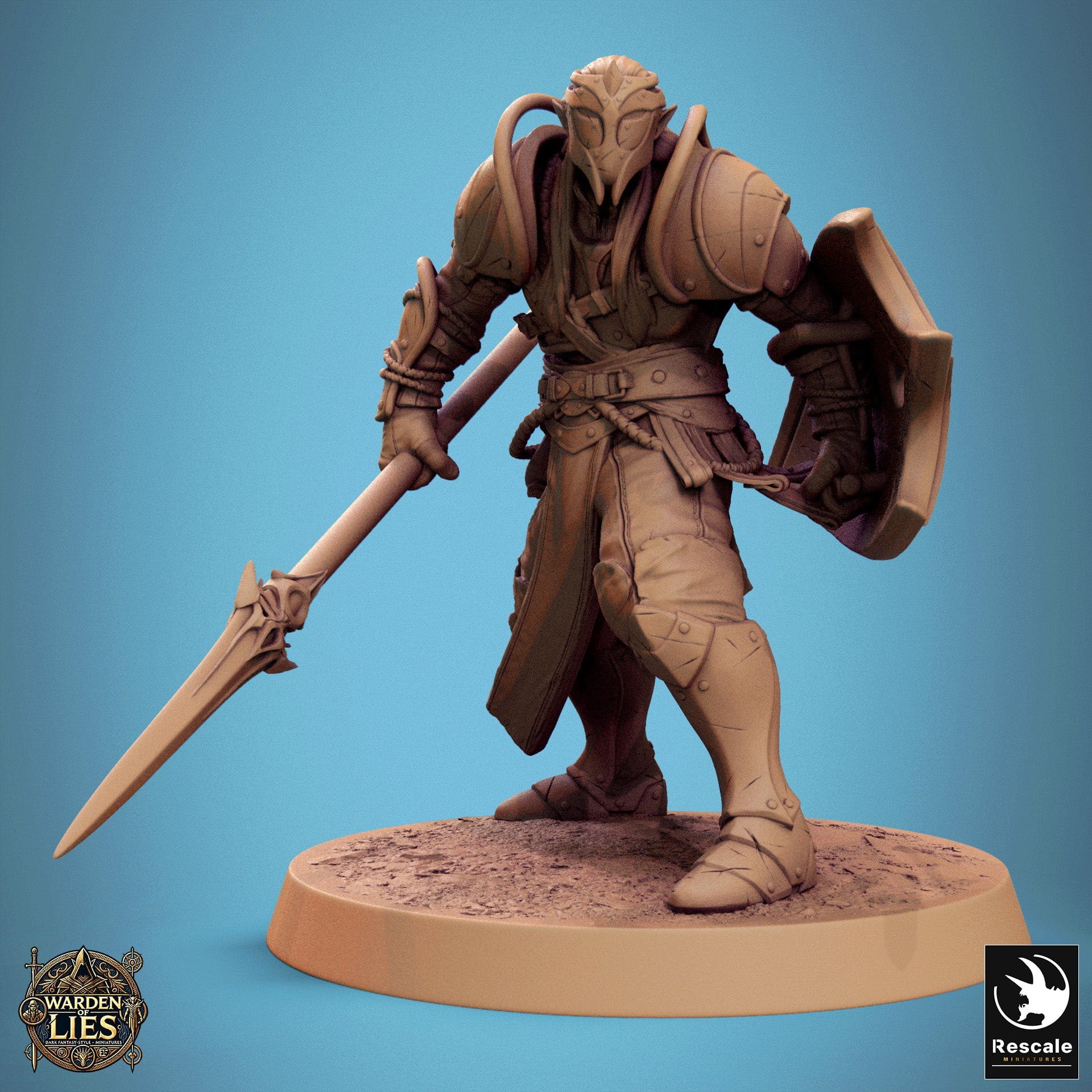 Tabletop RPG Miniature Moon Elf Sentinel 32mm Qumi Rescale Miniatures Spear & Shield Ready Quality Miniatures - Qumi Wargaming Mini Model Figure