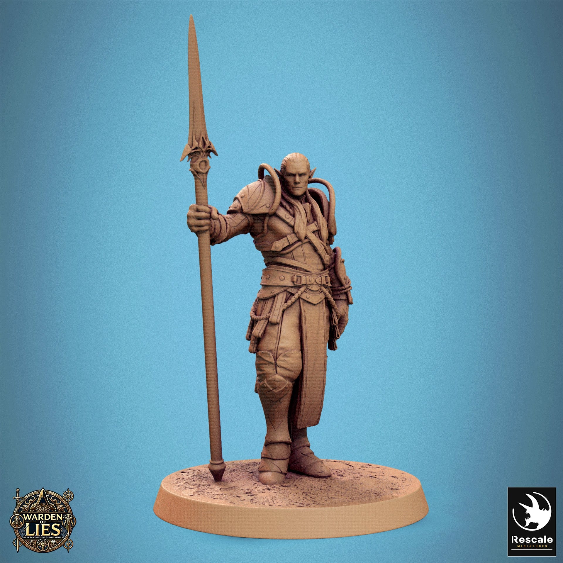 Tabletop RPG Miniature Moon Elf Sentinel 32mm Qumi Rescale Miniatures Spear Stand Quality Miniatures - Qumi Wargaming Mini Model Figure