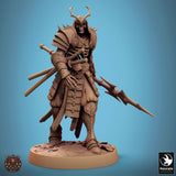 Undead Sword Fighter Tabletop Miniature - Oriental Skeletons by Qumi, 3D printed resin tabletop miniature for RPGs, wargaming and painting