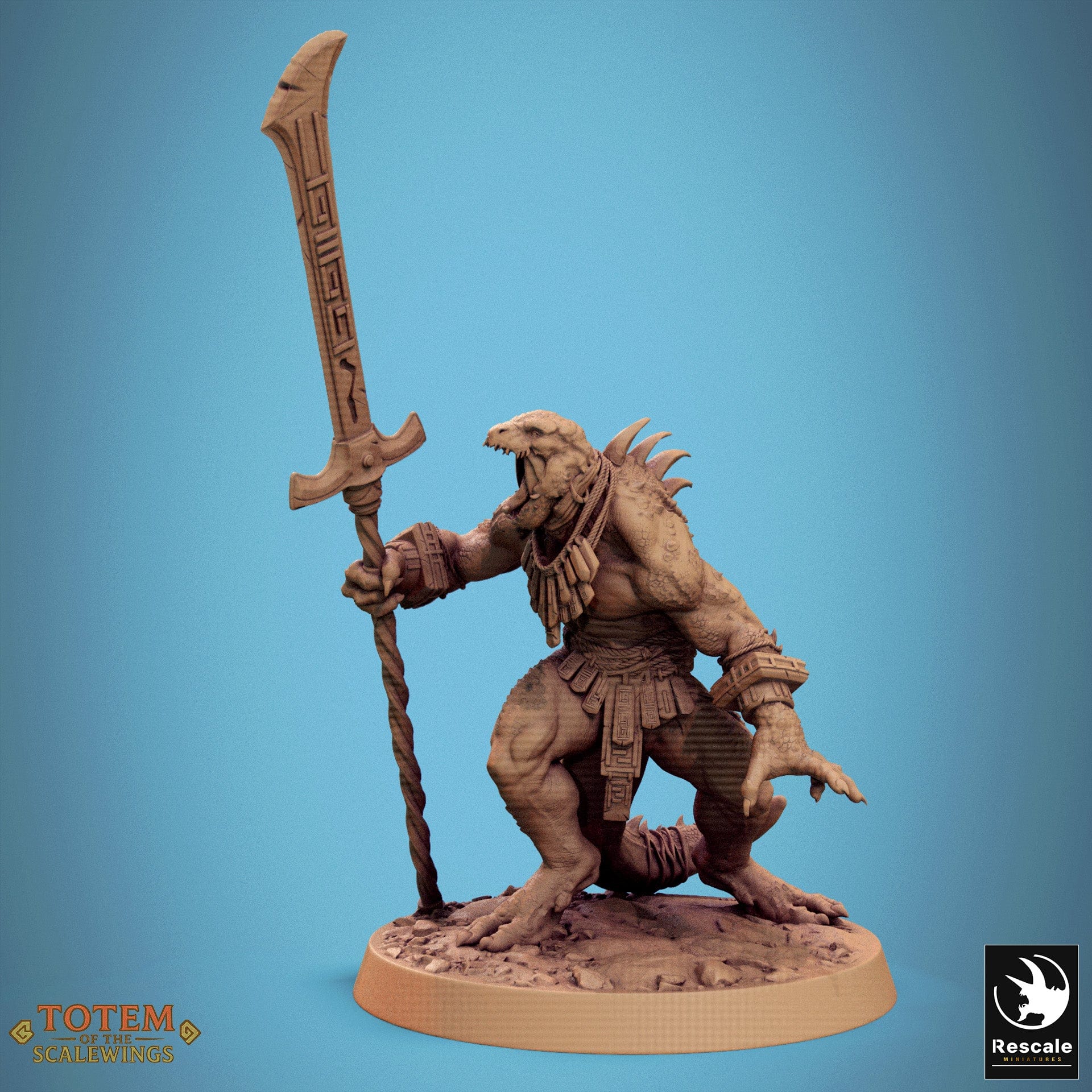 Tabletop RPG Miniature Lizardman Elite Warfang 32mm Qumi Rescale Miniatures Humanoid Spear Wild Walk Quality Miniatures - Qumi Wargaming Mini Model Figure