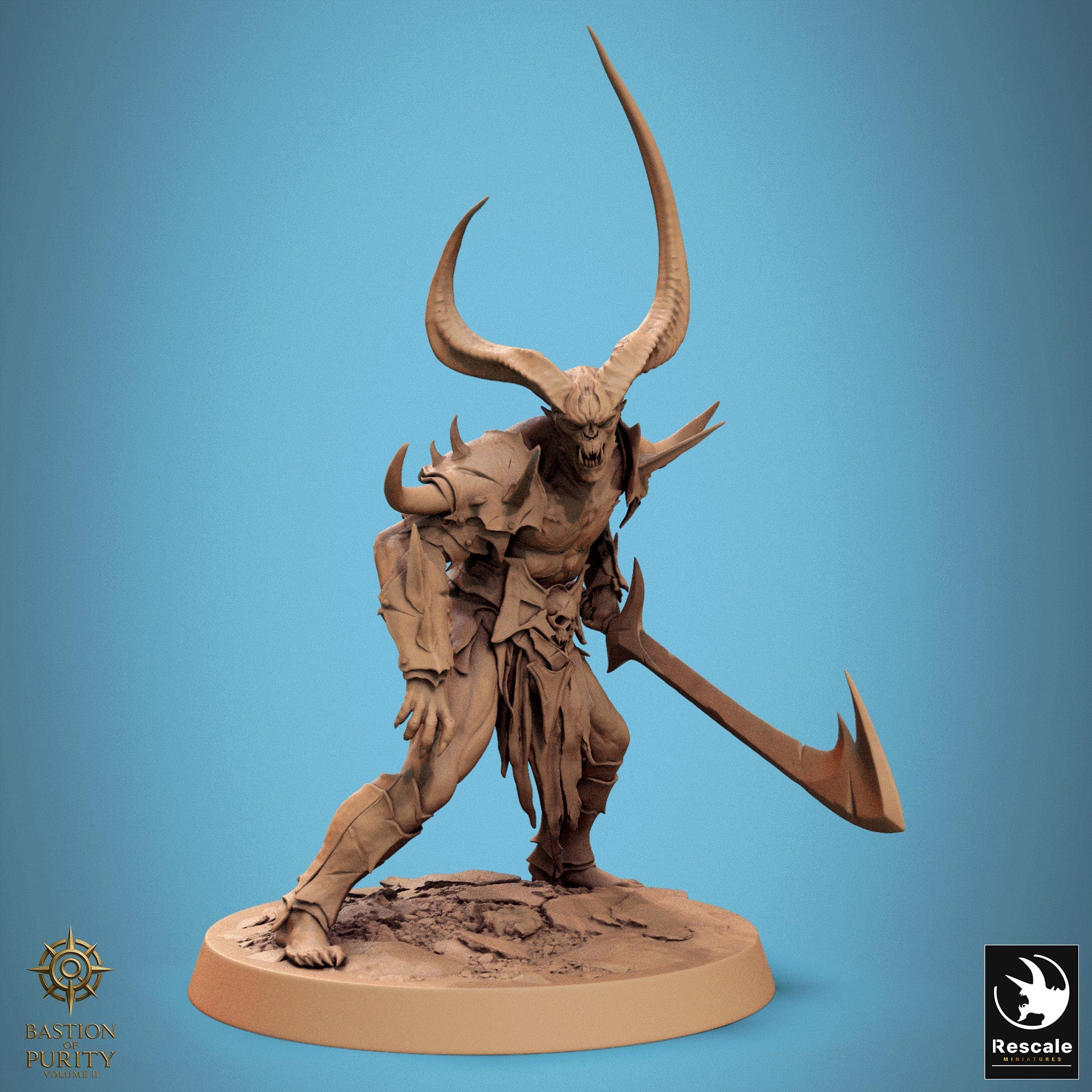 Humanoid Warrior Horned Blade 32mm Rescale Miniatures - Quality Miniatures - Qumi
