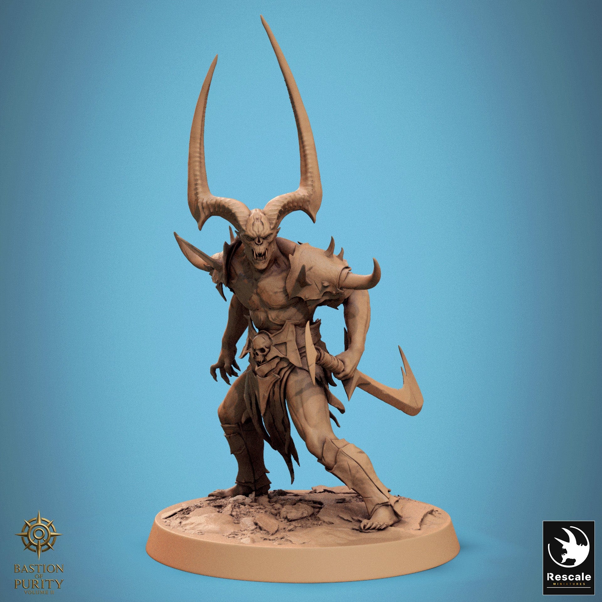 Humanoid Warrior Horned Blade 32mm Rescale Miniatures - Quality Miniatures - Qumi