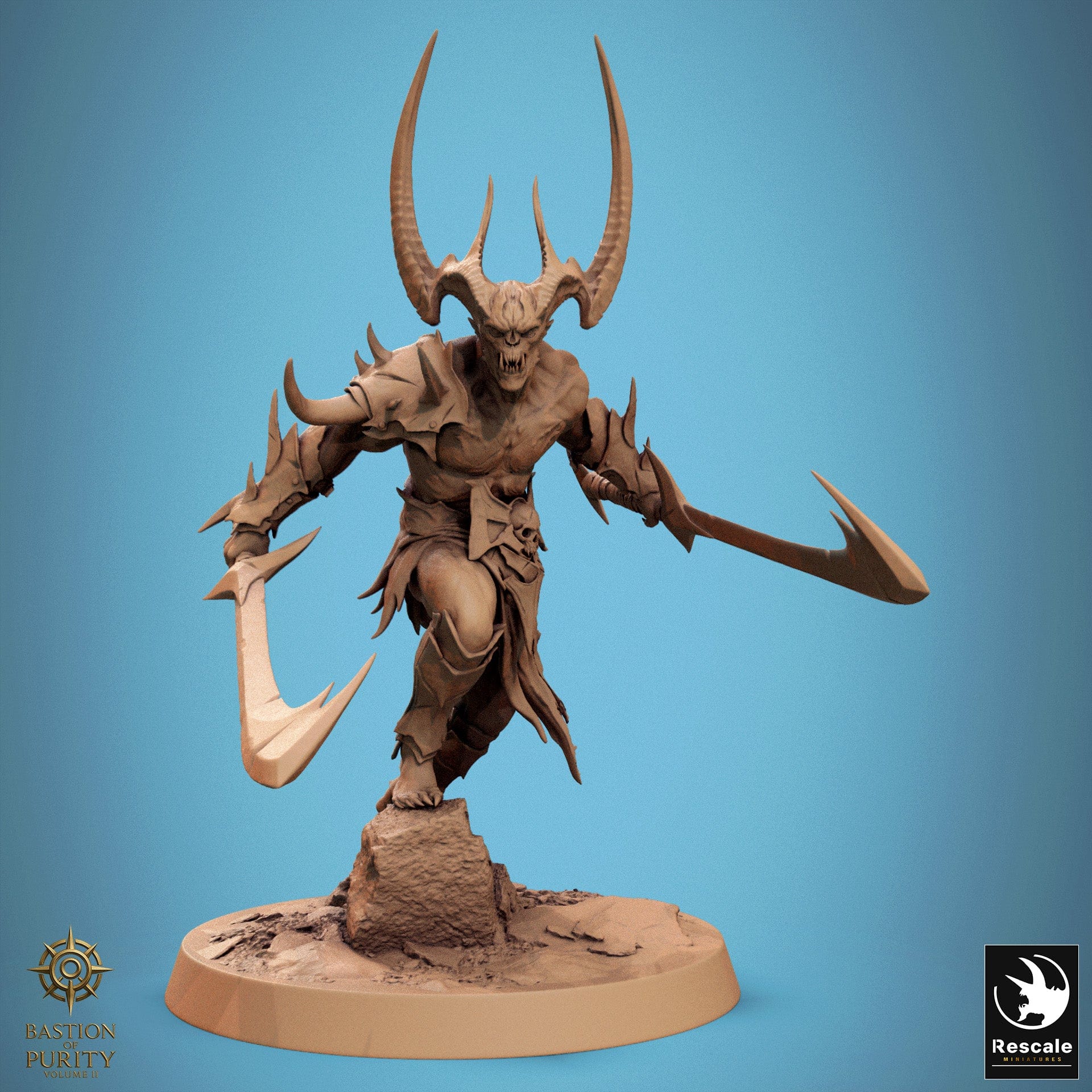 Humanoid Warrior Horned Blade 32mm Rescale Miniatures - Quality Miniatures - Qumi