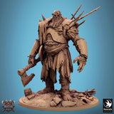 Monster Axe Fighter Tabletop Miniature - Giant Stonebreaker by Qumi, 3D printed resin tabletop miniature for RPGs, wargaming and painting