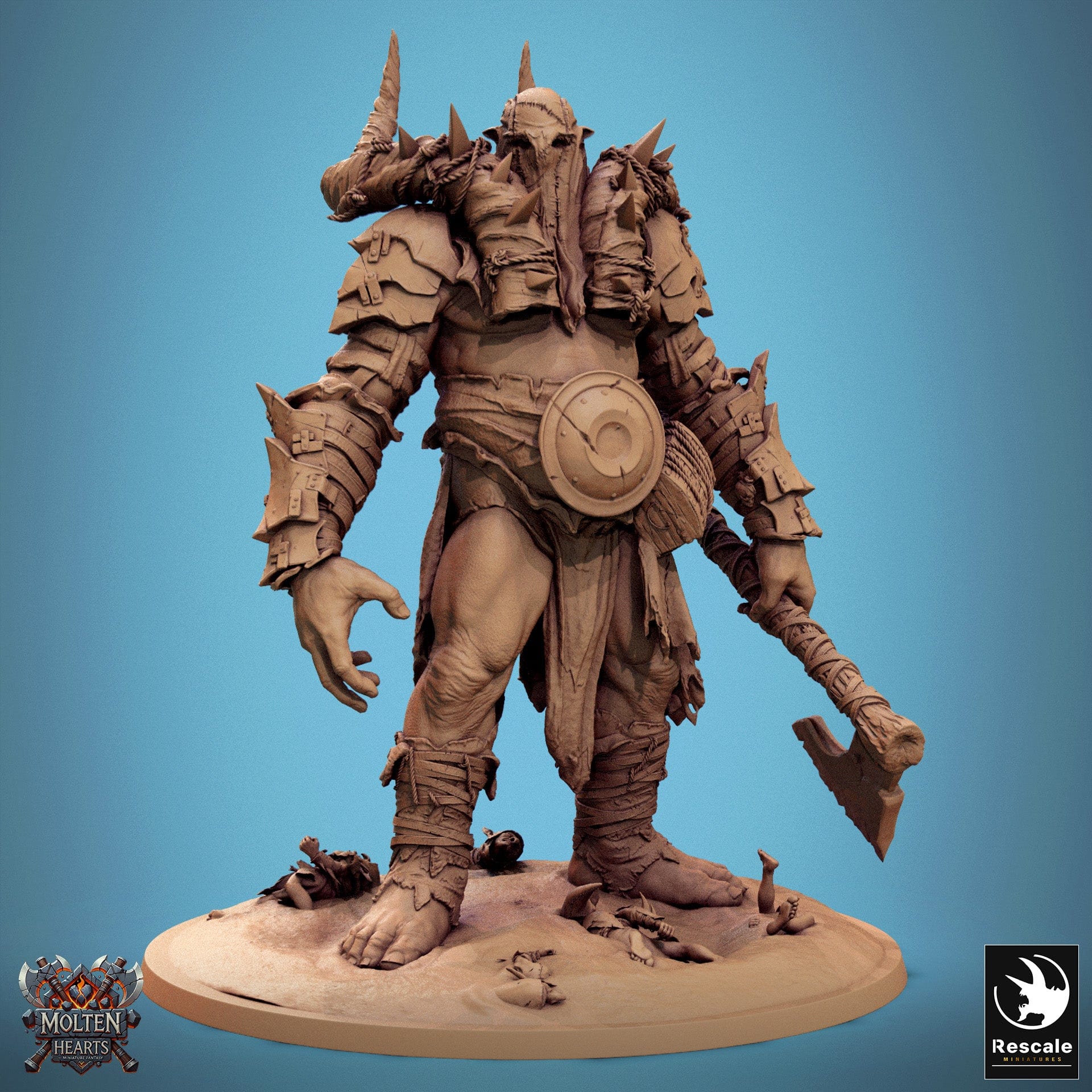 Tabletop RPG Miniature Giant Stonebreaker- 32mm Qumi Rescale Miniatures Stand Axe Masked Quality Miniatures - Qumi Wargaming Mini Model Figure
