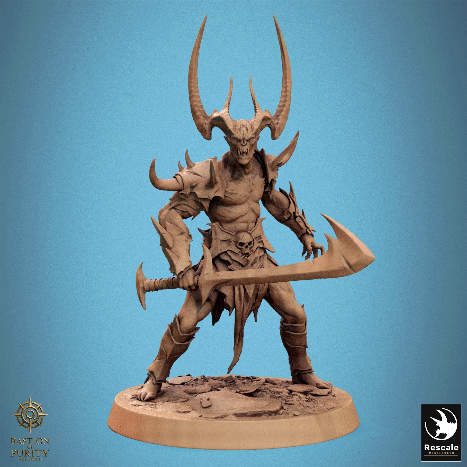 Humanoid Warrior Horned Blade 32mm Rescale Miniatures - Quality Miniatures - Qumi