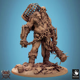 Monster Axe Fighter Tabletop Miniature - Giant Stonebreaker by Qumi, 3D printed resin tabletop miniature for RPGs, wargaming and painting