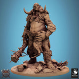 Monster Axe Fighter Tabletop Miniature - Giant Stonebreaker by Qumi, 3D printed resin tabletop miniature for RPGs, wargaming and painting