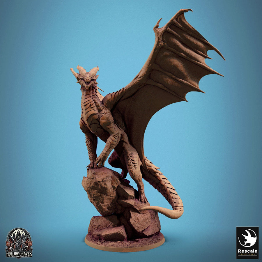 Dragon Legendary Copper Dragon Tabletop Miniature by Qumi, 3D printed resin tabletop miniature for RPGs, wargaming and painting