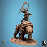Side view of mechanical rhino mount with spiky tail.