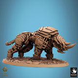 Warrior with horns looking forward while riding mount.