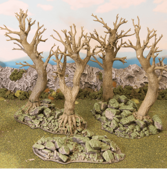 Stone Bases with Stubs - Deep Forest - Resin Print - Tabletop RPG Terrain - Terrain4Print - Qumi Quality Miniatures - Qumi Wargaming Mini Model Figure