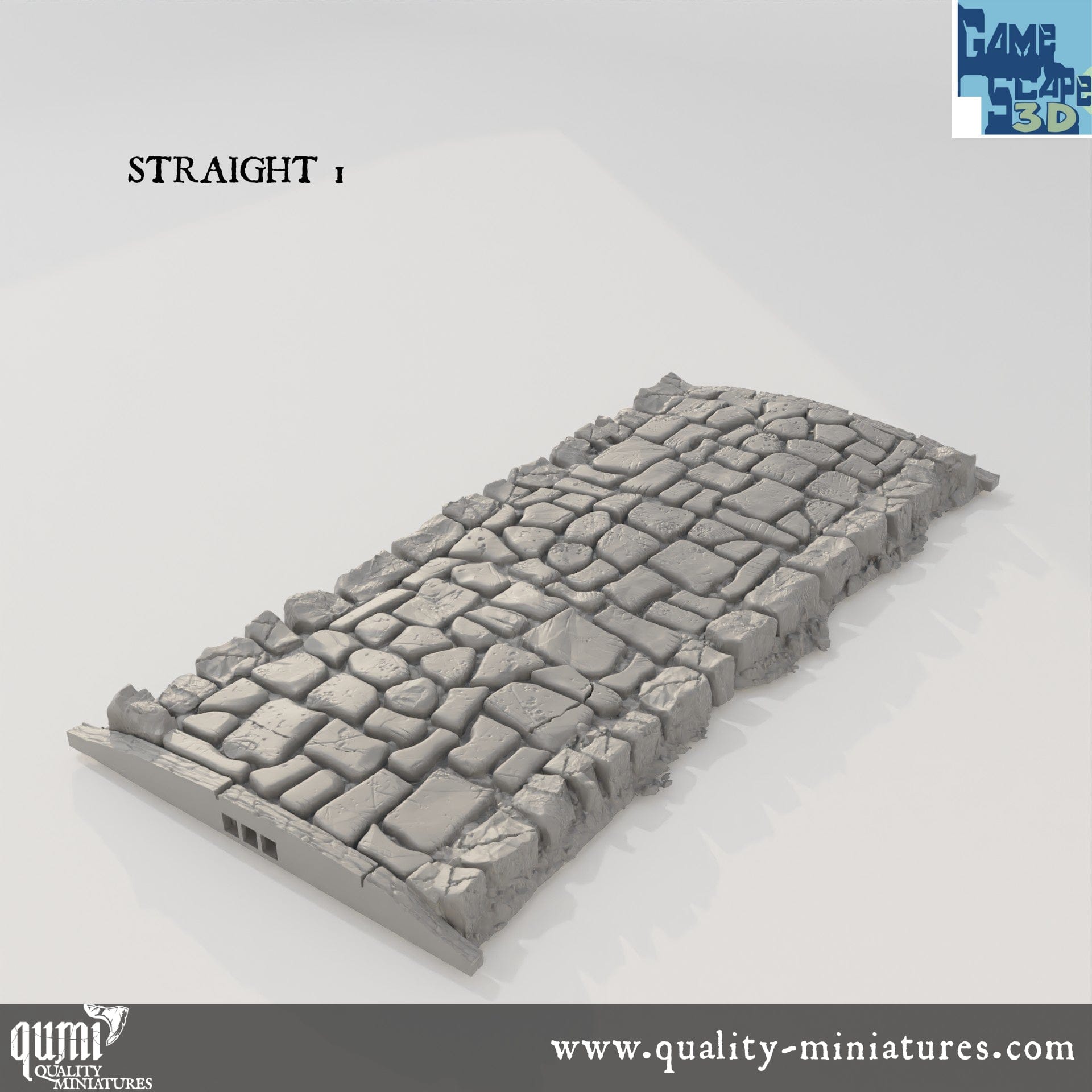 Roads, Curves, Straights and Intersections - Resin Print - Tabletop RPG Terrain - GameScape3D - Qumi Straight 1 Quality Miniatures - Qumi Wargaming Mini Model Figure