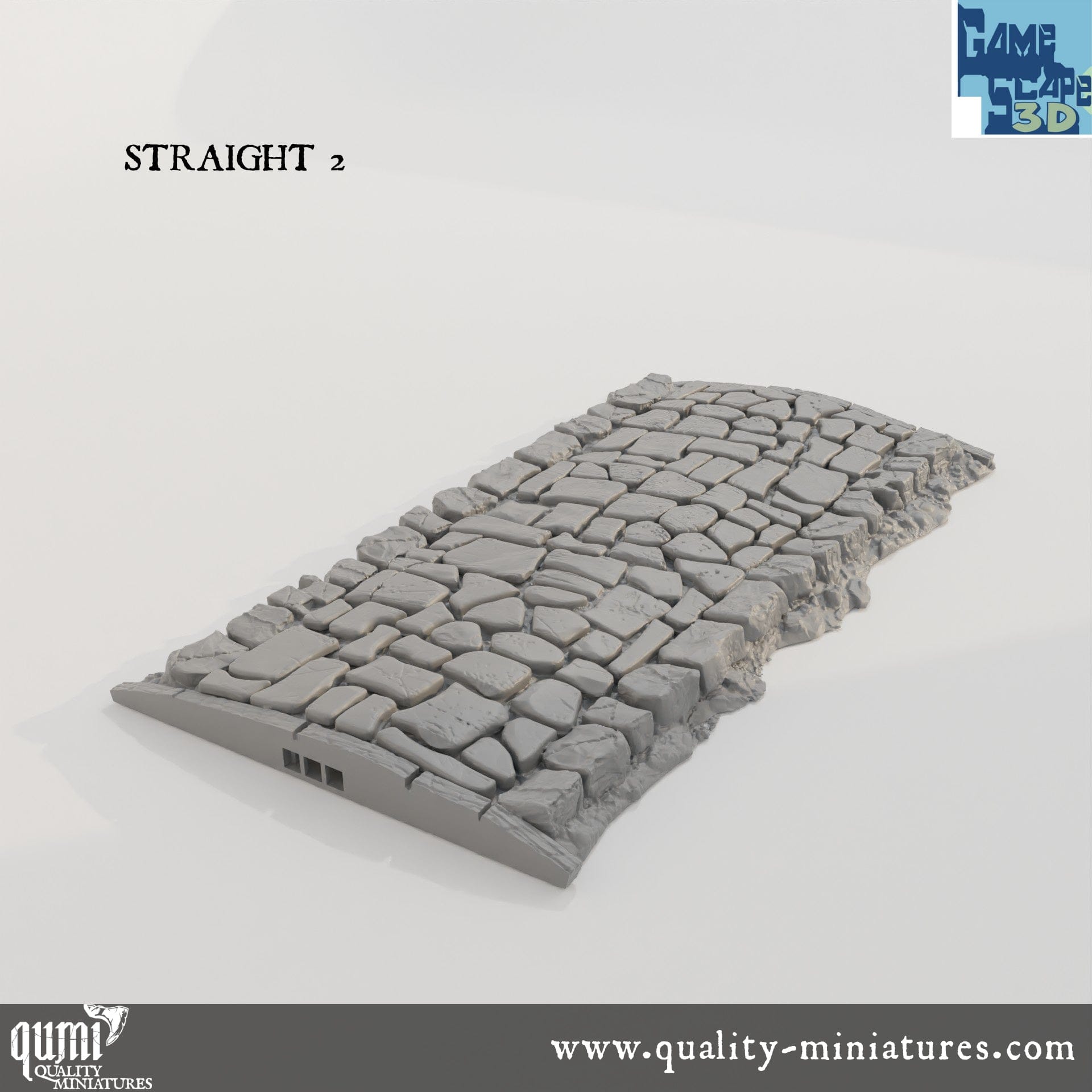 Roads, Curves, Straights and Intersections - Resin Print - Tabletop RPG Terrain - GameScape3D - Qumi Straight 2 Quality Miniatures - Qumi Wargaming Mini Model Figure