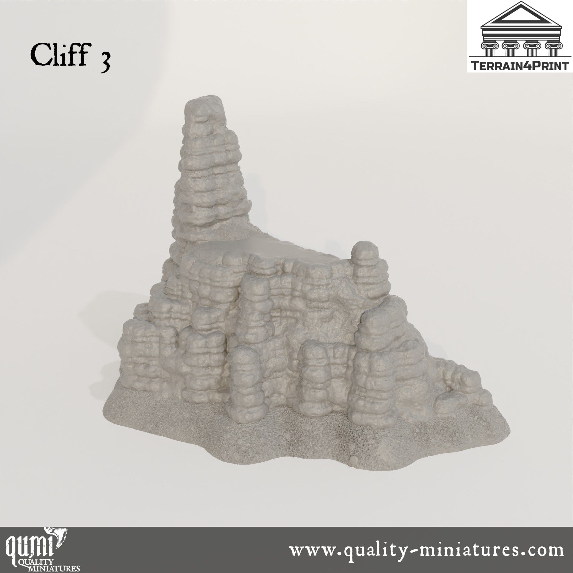 Stratified Cliffs - Resin Print - Tabletop RPG Terrain - Terrain4Print - Qumi Quality Miniatures - Qumi Wargaming Mini Model Figure