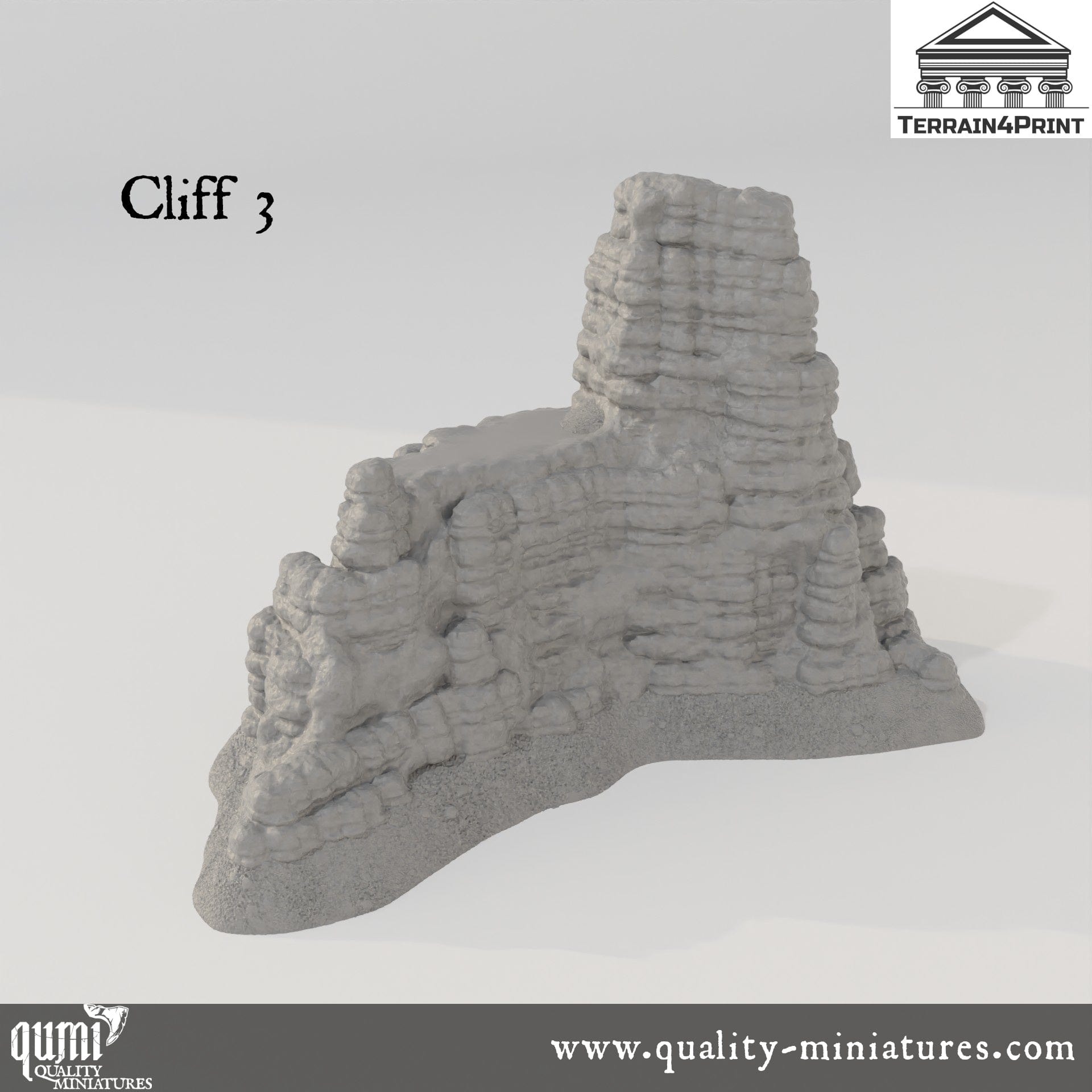 Stratified Cliffs - Resin Print - Tabletop RPG Terrain - Terrain4Print - Qumi Quality Miniatures - Qumi Wargaming Mini Model Figure