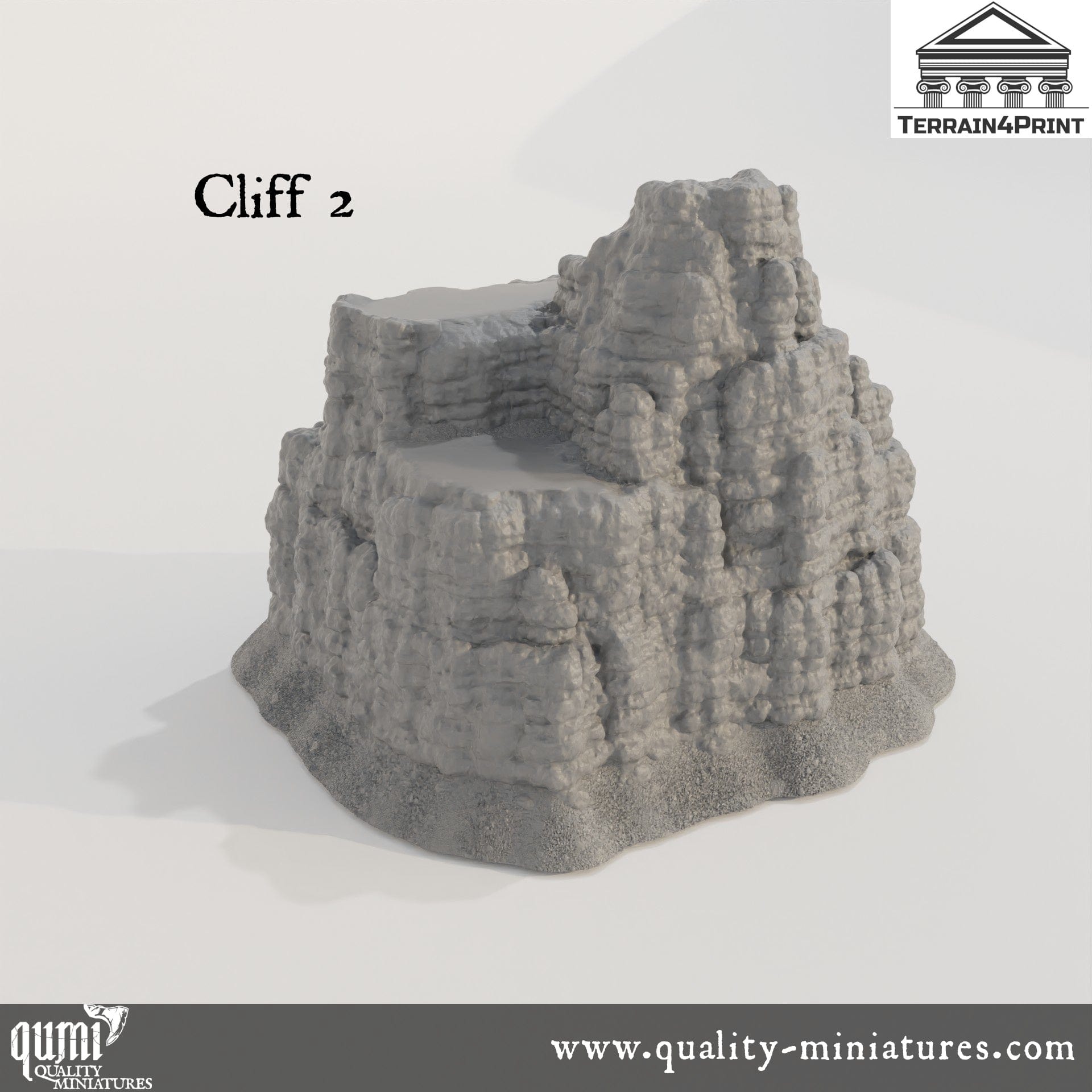 Stratified Cliffs - Resin Print - Tabletop RPG Terrain - Terrain4Print - Qumi Quality Miniatures - Qumi Wargaming Mini Model Figure