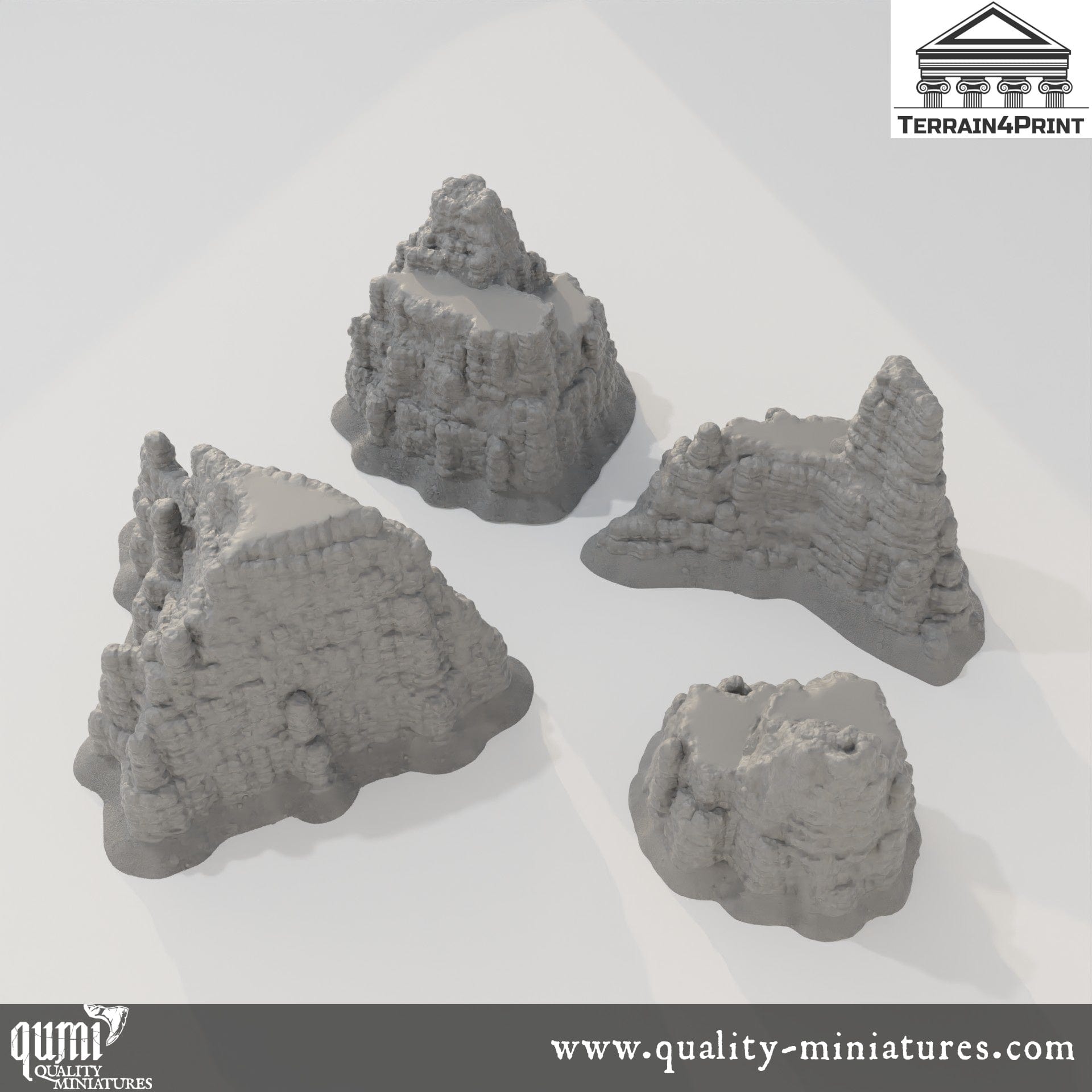 Stratified Cliffs - Resin Print - Tabletop RPG Terrain - Terrain4Print - Qumi Quality Miniatures - Qumi Wargaming Mini Model Figure