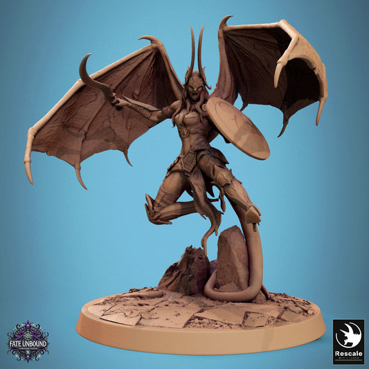 Tabletop RPG Miniature Female Cambion 32mm Qumi Rescale Miniatures Sword Airkick Quality Miniatures - Qumi Wargaming Mini Model Figure