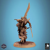 Skorath miniature leaping pose, detailed side profile.
