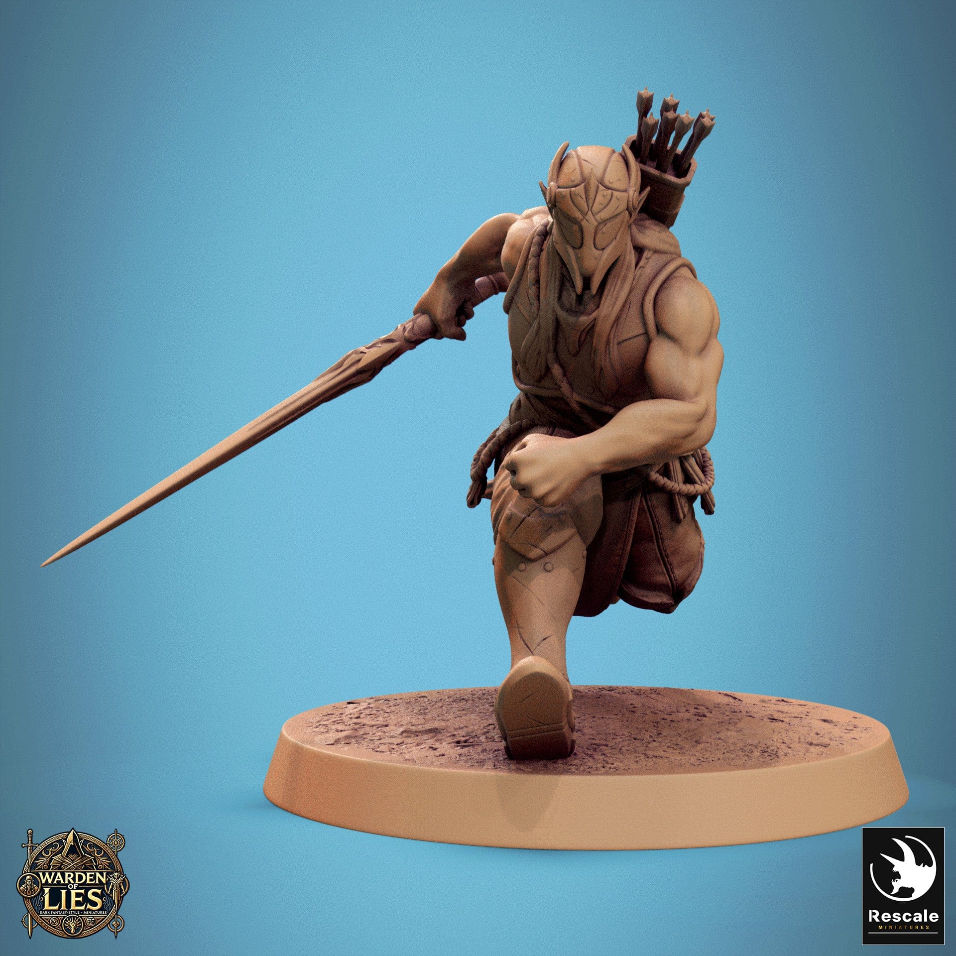Tabletop RPG Miniature Moon Elf Sentinel 32mm Qumi Rescale Miniatures Sword Run Quality Miniatures - Qumi Wargaming Mini Model Figure
