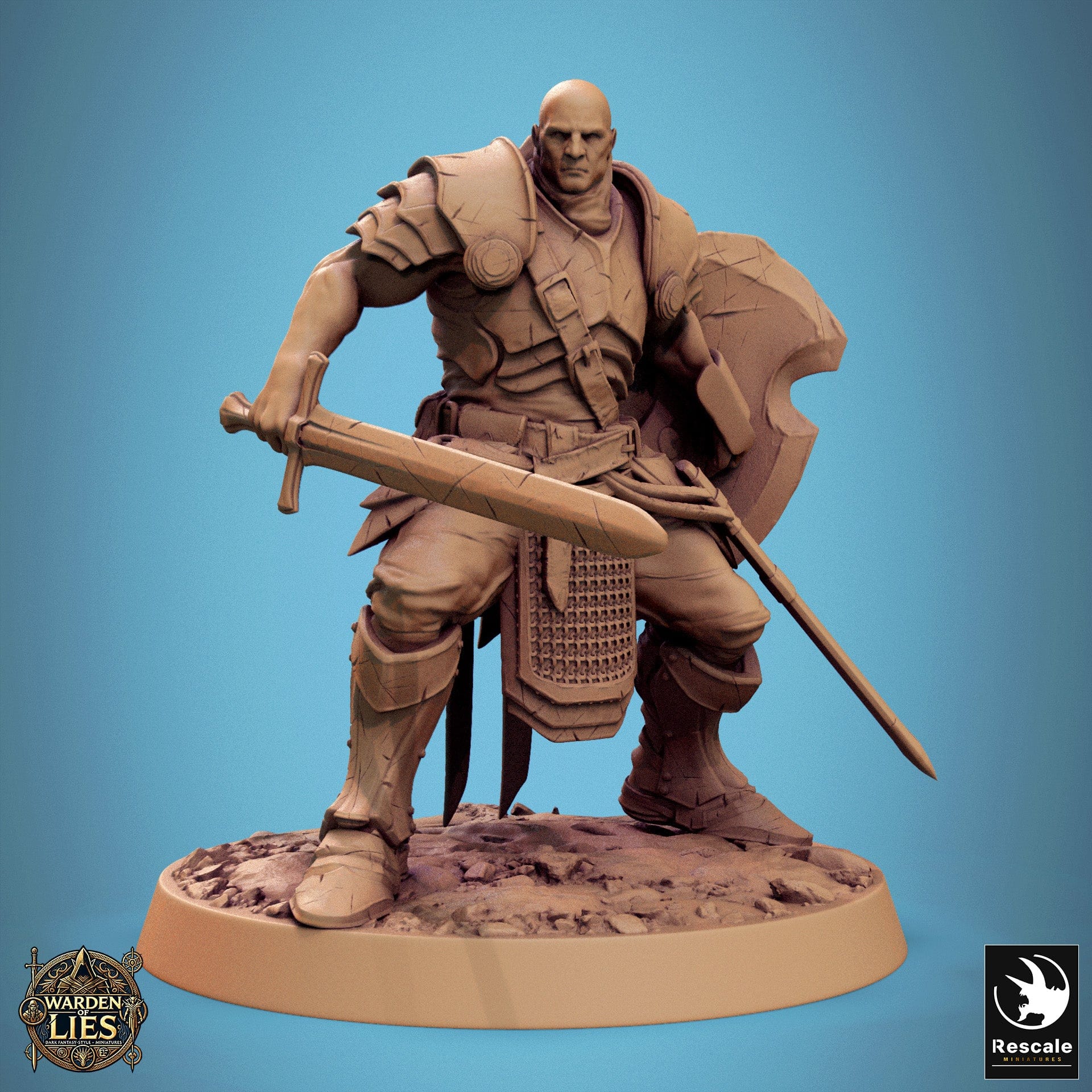 Tabletop RPG Miniature Knight Of Valor - 32mm Qumi Rescale Miniatures Sword & Shield Attack Quality Miniatures - Qumi Wargaming Mini Model Figure