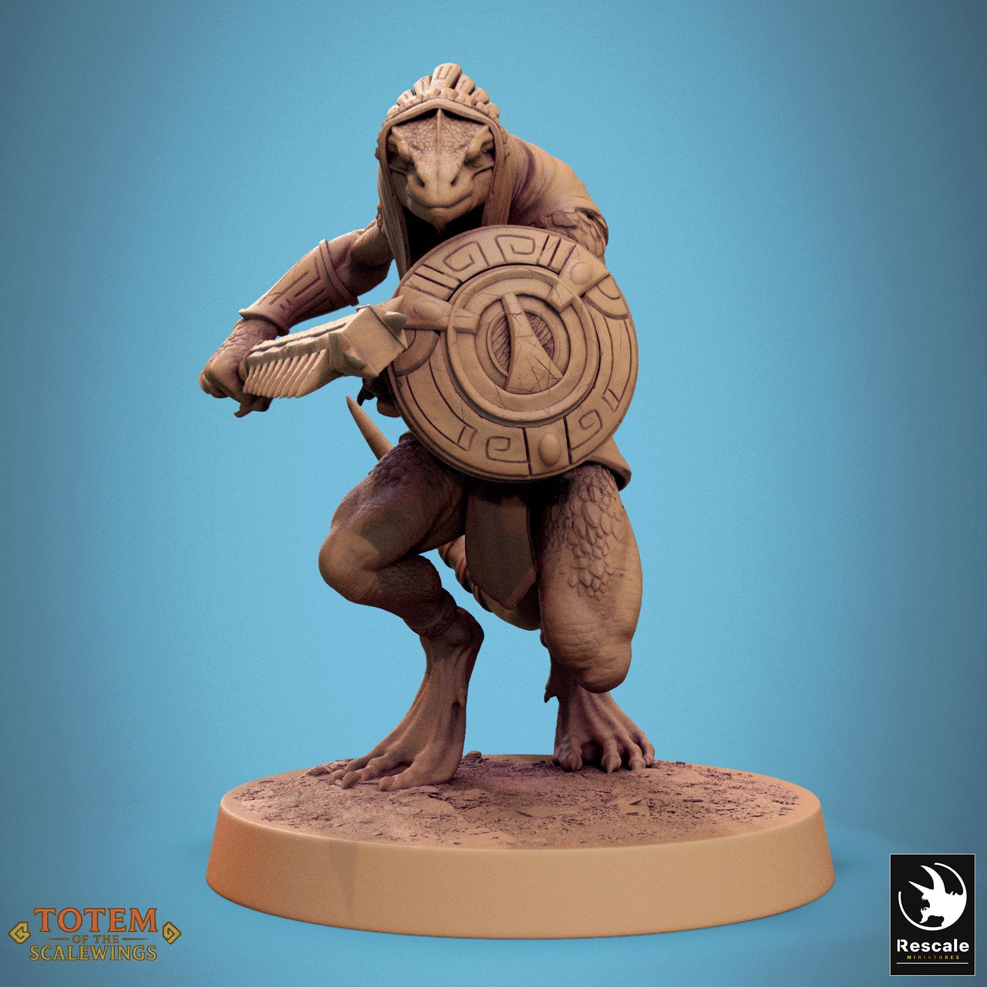 Tabletop RPG Miniature Lizardman Sneaky Murkborn 32mm Qumi Rescale Miniatures Humanoid Sword & Shield Block Quality Miniatures - Qumi Wargaming Mini Model Figure