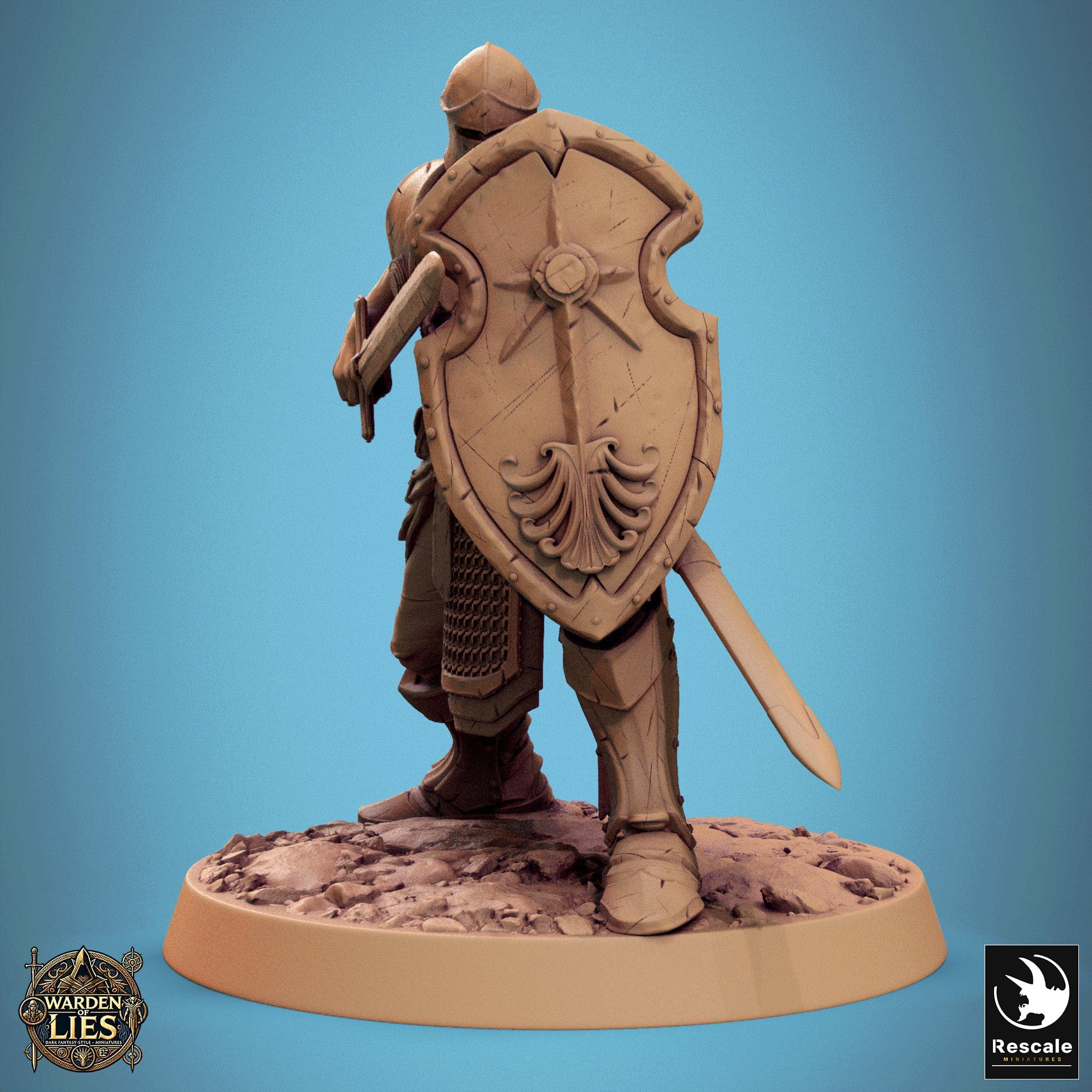 Tabletop RPG Miniature Knight Of Valor - 32mm Qumi Rescale Miniatures Sword & Shield Charge Quality Miniatures - Qumi Wargaming Mini Model Figure