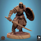Undead Sword Fighter Tabletop Miniature - Oriental Skeletons by Qumi, 3D printed resin tabletop miniature for RPGs, wargaming and painting