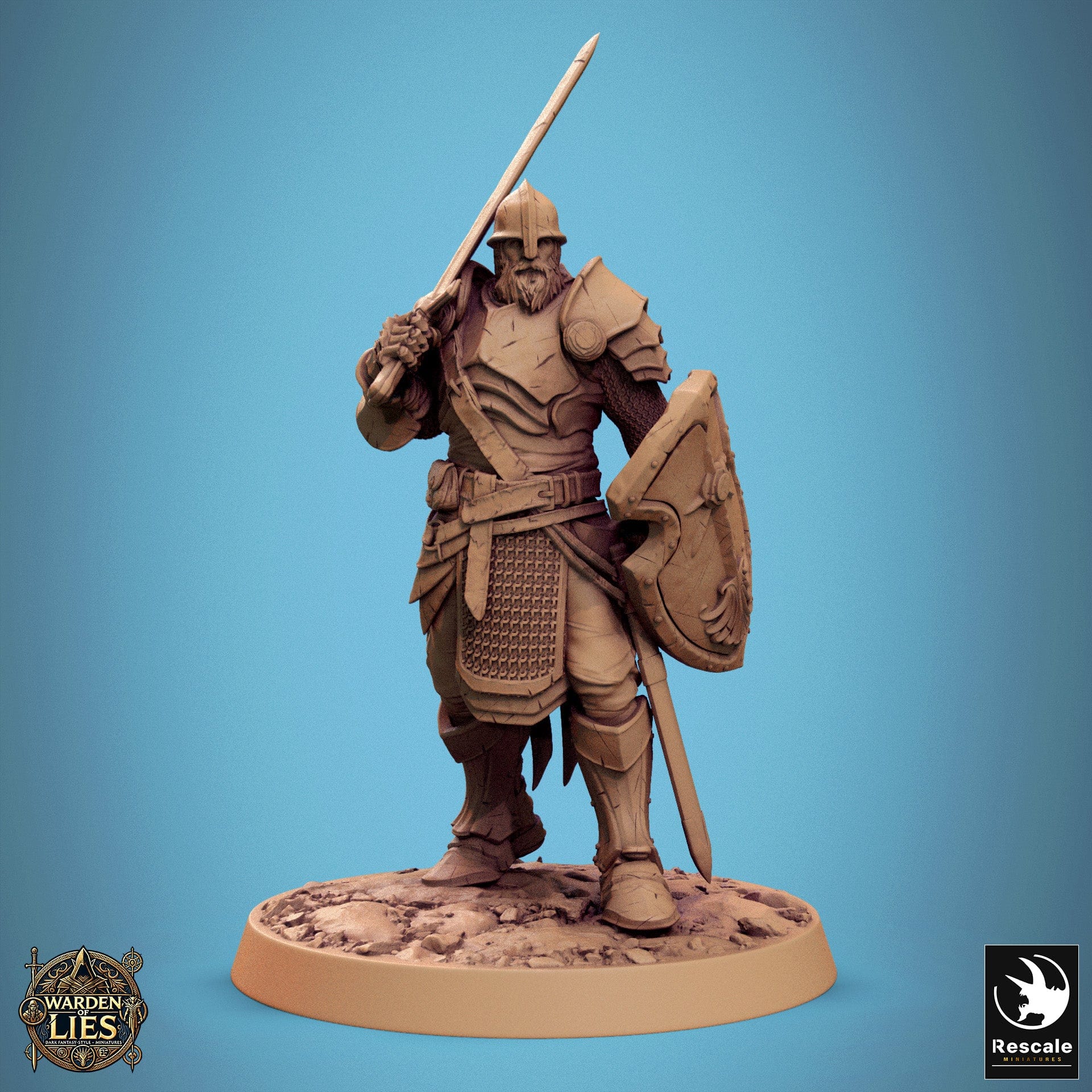 Tabletop RPG Miniature Knight Of Valor - 32mm Qumi Rescale Miniatures Sword & Shield Chief Quality Miniatures - Qumi Wargaming Mini Model Figure