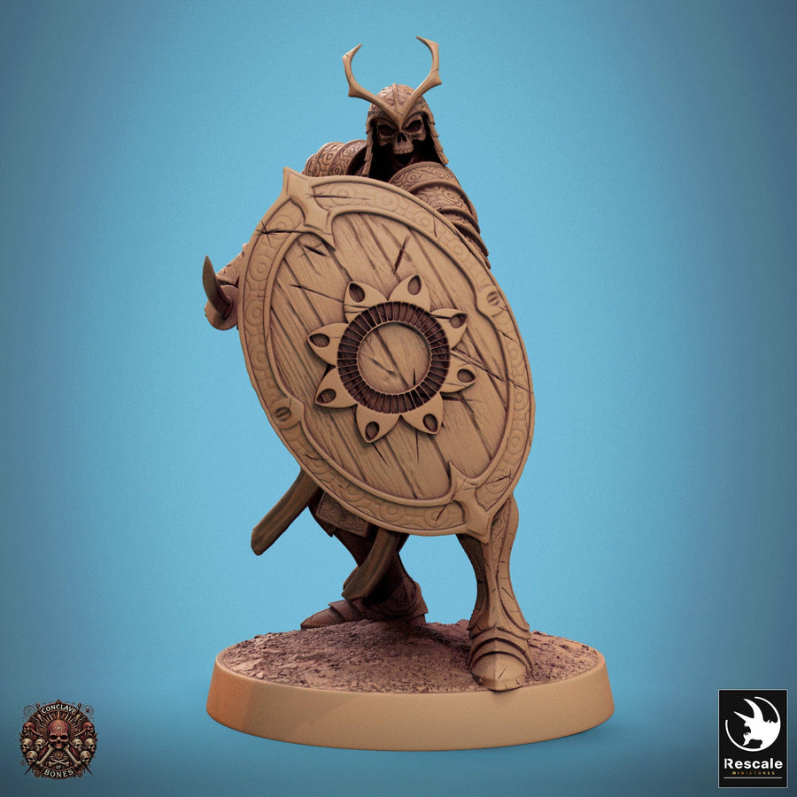 Undead Sword Fighter Tabletop Miniature - Oriental Skeletons by Qumi, 3D printed resin tabletop miniature for RPGs, wargaming and painting